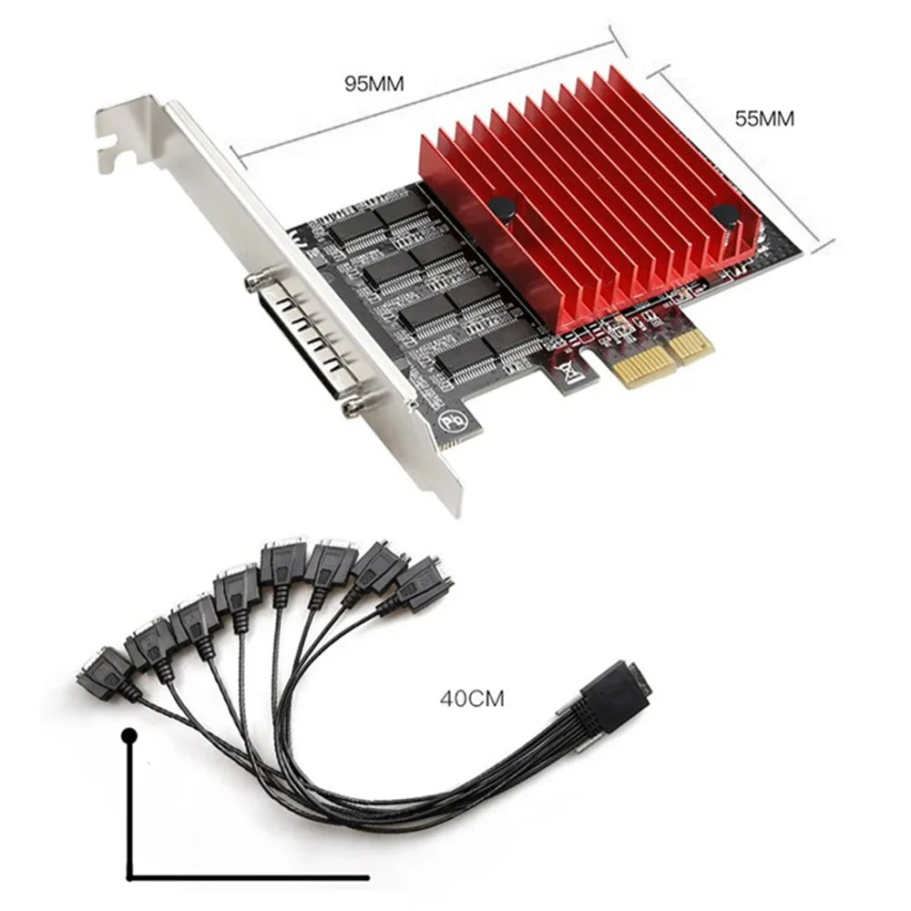 TXB107 Pcie to 8 Serial Port RS232 Expansion Card Desktop PC PCI-E Serial Port Adapter Card - 6