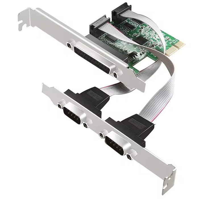 TXB099 RS232 PCIE Adapter Card Dual COM Serial Port + Printer Parallel Port Expansion Card - 1