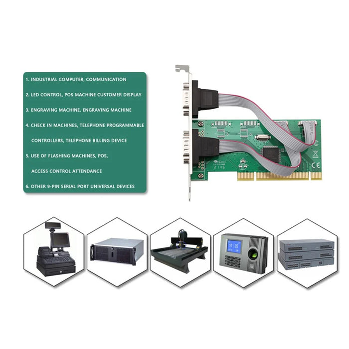 TXB147 9-pin Printer Interface PCI Serial Port Expansion Card PCI TX382A-2S Adapter Card - 5