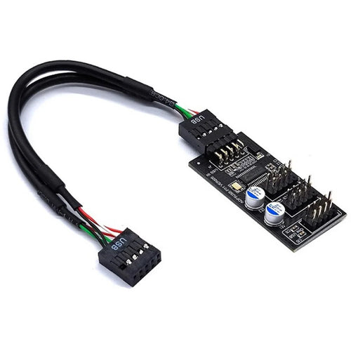 YNS-02 Motherboard USB 2.0 9-pin to 3x 9-pin Adapter Extension Cable Card - 1
