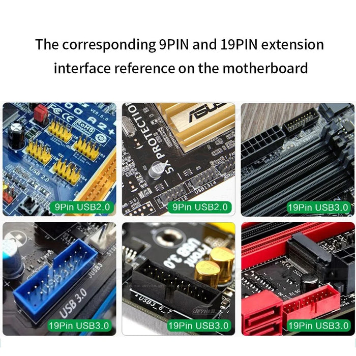 YNS-02 Motherboard USB 2.0 9-pin to 3x 9-pin Adapter Extension Cable Card - 5