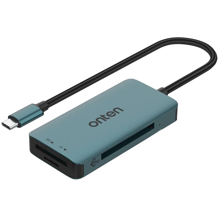 ONTEN C15 Type-C Card Reader Data Reading Converter Plug and Play for SD+Cfast+TF Cards - Green - 1