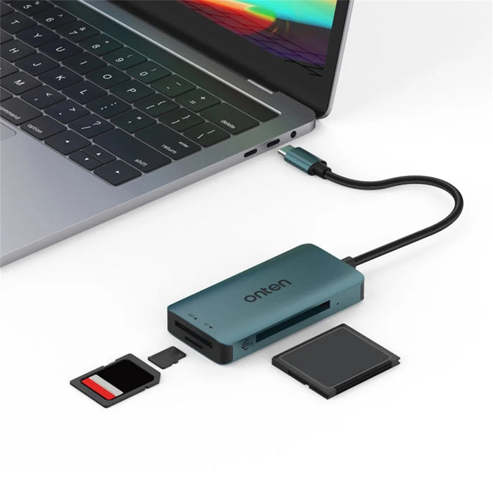 ONTEN C15 Type-C Card Reader Data Reading Converter Plug and Play for SD+Cfast+TF Cards - Green - 6