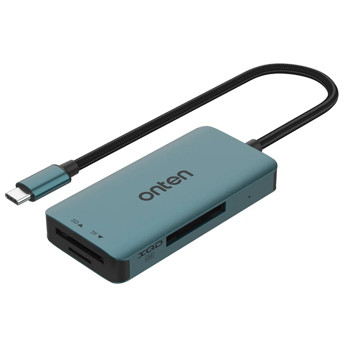 ONTEN C13 Type-C Card Reader Data Reading for SD+XQD+TF Cards - Green - 1