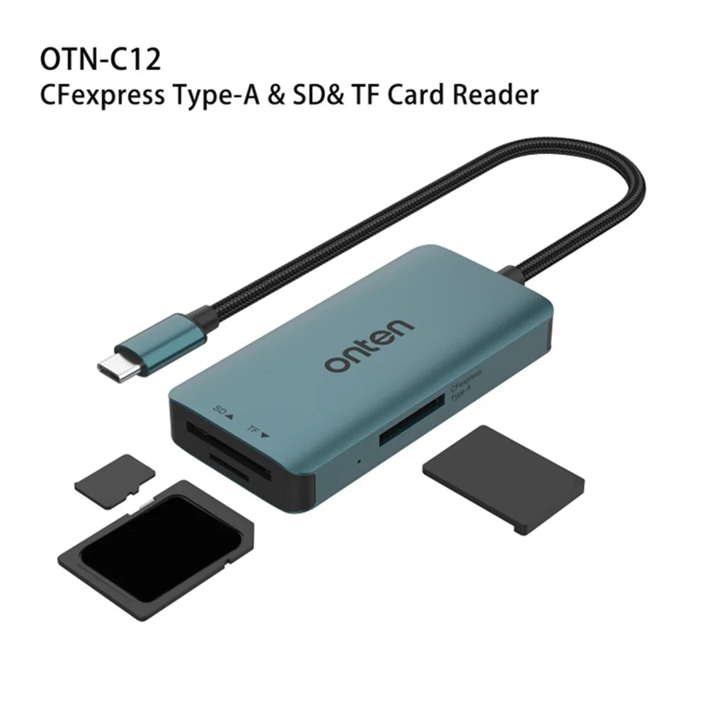 ONTEN C12 Type-C Card Reader Support for SD+Cfepress Type-A+TF Cards - Green - 2