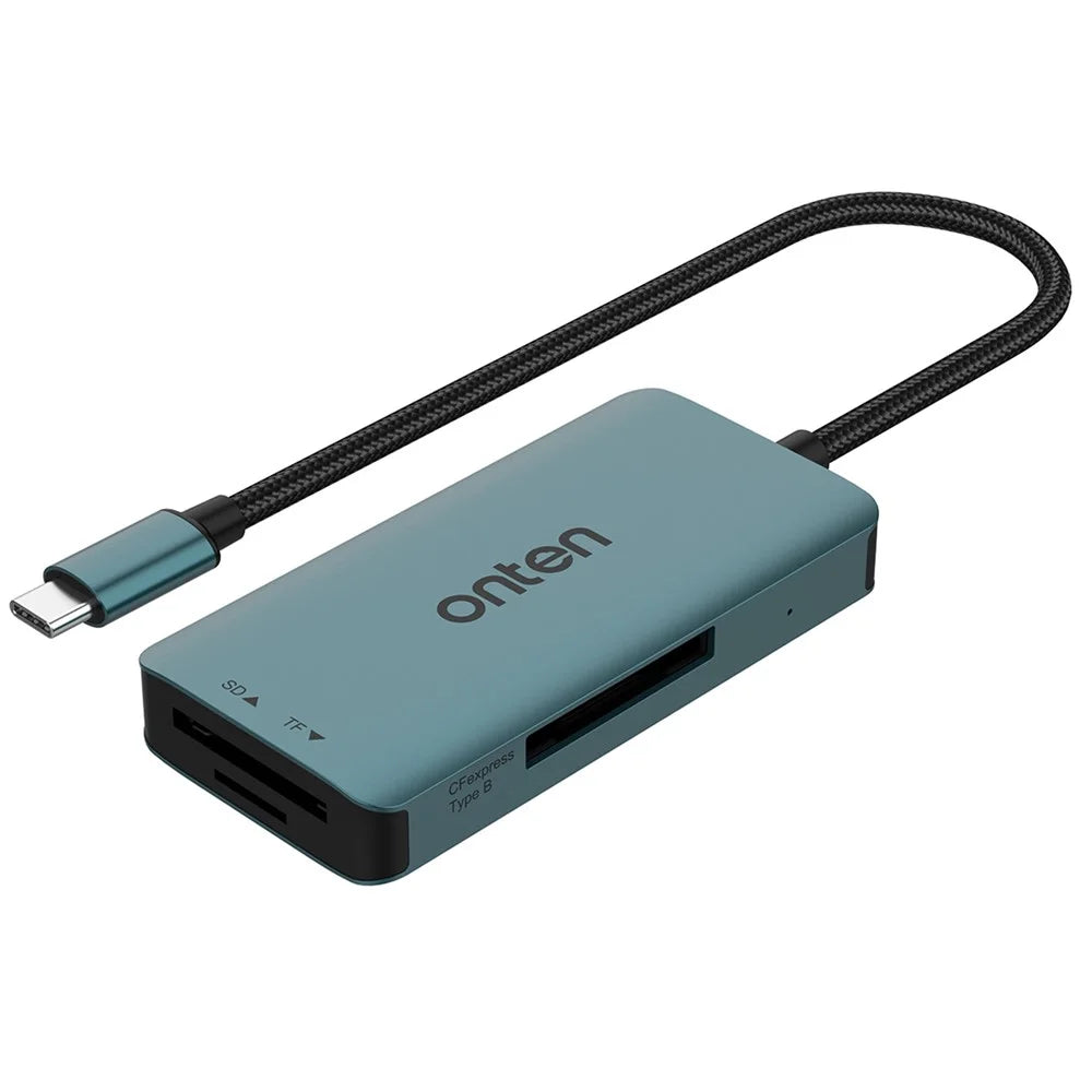 ONTEN C11 Type-C Card Reader Data Reading for SD+Cfepress Type-B+TF Cards - Green - 1