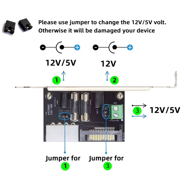 PW-030 Dual DC5.5mm 12V / 5V Output Power System Intelligent Control Management System Power Card with PCI-E Bracket - 2