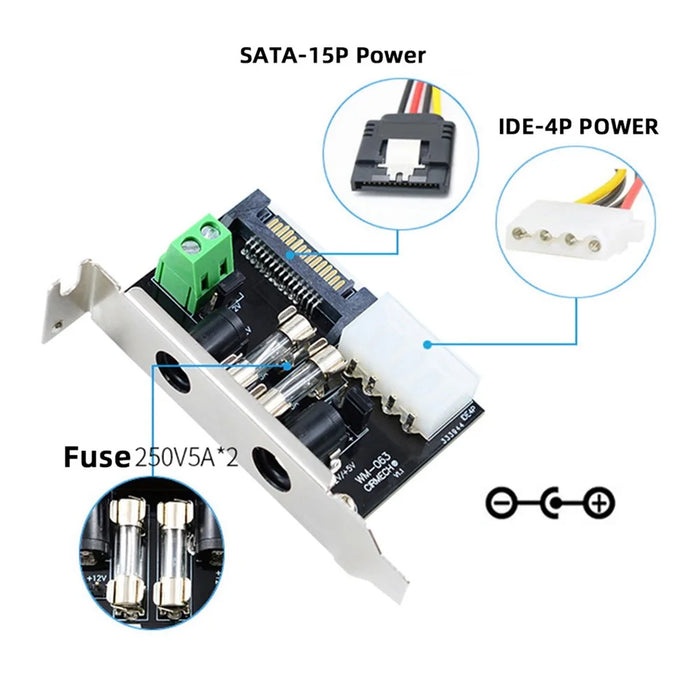 PW-030 Dual DC5.5mm 12V / 5V Output Power System Intelligent Control Management System Power Card with PCI-E Bracket - 3