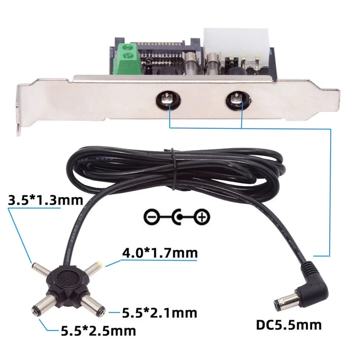 PW-030 Dual DC5.5mm 12V / 5V Output Power System Intelligent Control Management System Power Card with PCI-E Bracket - 4