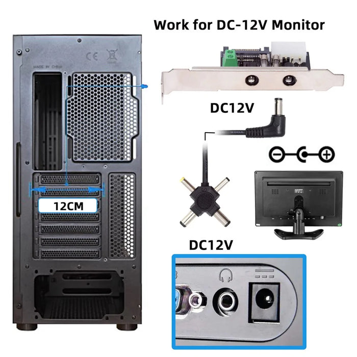 PW-030 Dual DC5.5mm 12V / 5V Output Power System Intelligent Control Management System Power Card with PCI-E Bracket - 6