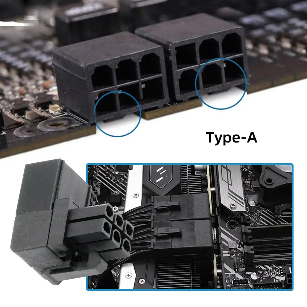PW-021 2Pcs / Set ATX 6Pin Male to Female 90 Degree Up Down Angled Power Header Adapter for GPU Graphics Card - 6