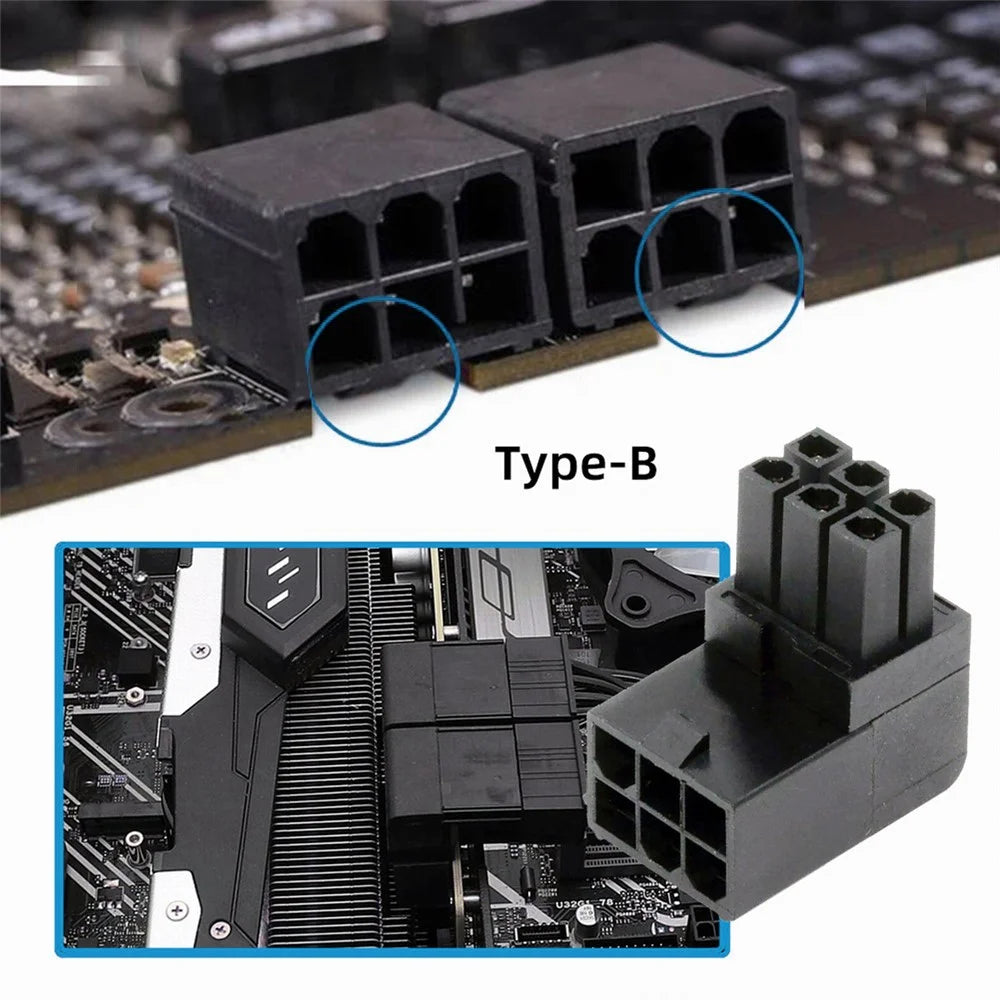 PW-021 2Pcs / Set ATX 6Pin Male to Female 90 Degree Up Down Angled Power Header Adapter for GPU Graphics Card - 7