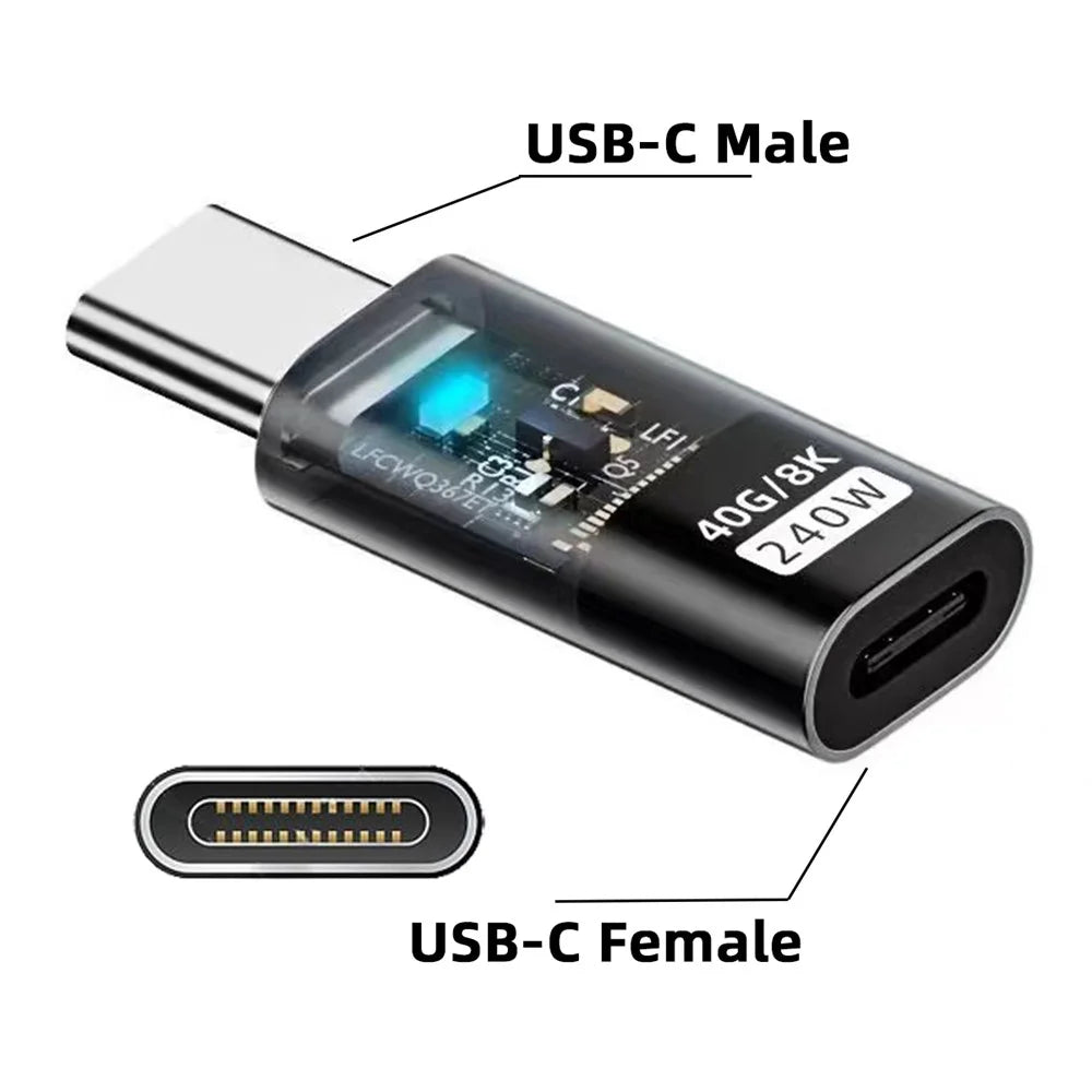 UC-103-TR USB4 Type C Male to Female 240W 40Gbps Data 8K Video Adapter for Nintendo Switch / Phone / Laptop - 2