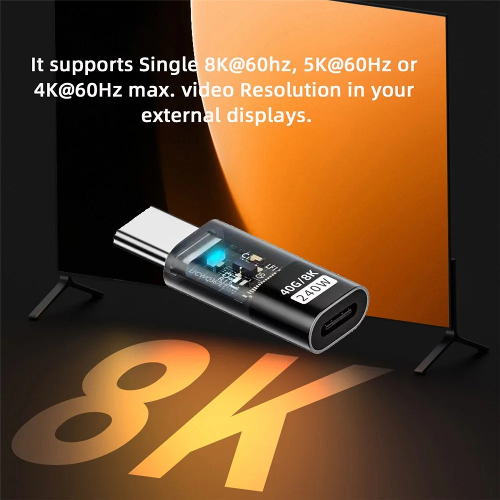 UC-103-TR USB4 Type C Male to Female 240W 40Gbps Data 8K Video Adapter for Nintendo Switch / Phone / Laptop - 4