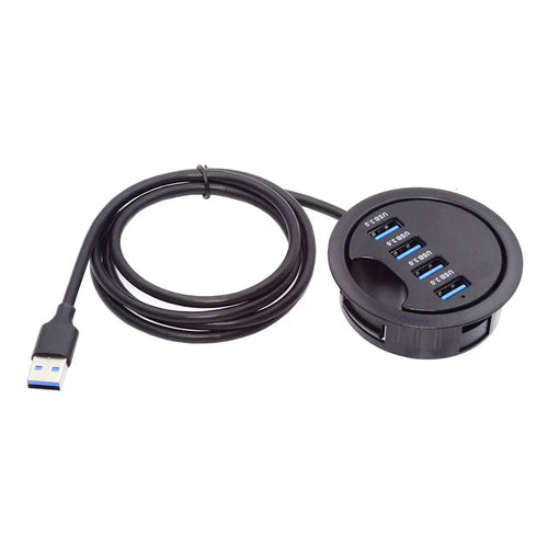 U3-095-HUB01 USB 3.0 Hub 4 USB3.0 Ports 60mm Computer Desk Grommet Splitter Dock Station - 1