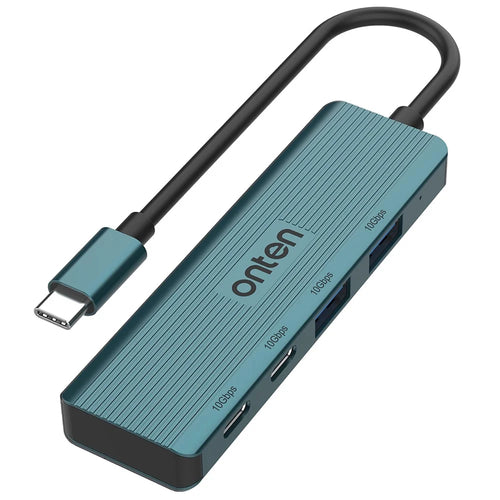 ONTEN UC622 15cm Cable Type-C to 2USB+2Type-C Ports 10Gbps USB Hub Splitter Laptop Phone Adapter - Green - 1