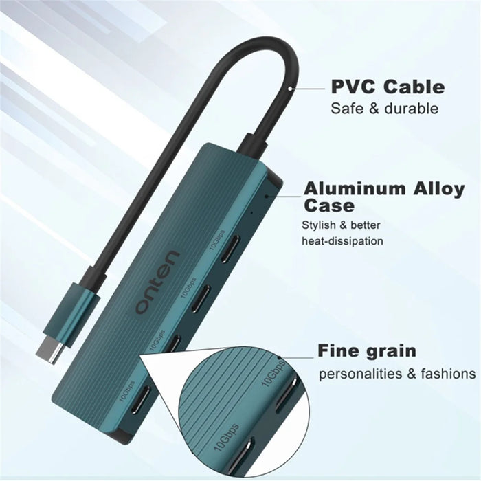 ONTEN UC620 15cm Cable Type-C to 4xUSB-C USB3.2 Gen2 Ports USB Hub Laptop Phone Adapter - 4