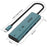 ONTEN UC123+ 15cm Cable Type-C to HD+3xUSB3.0+USB-C+3.5mm Ports USB Hub Adapter with Buttons - Green - 6
