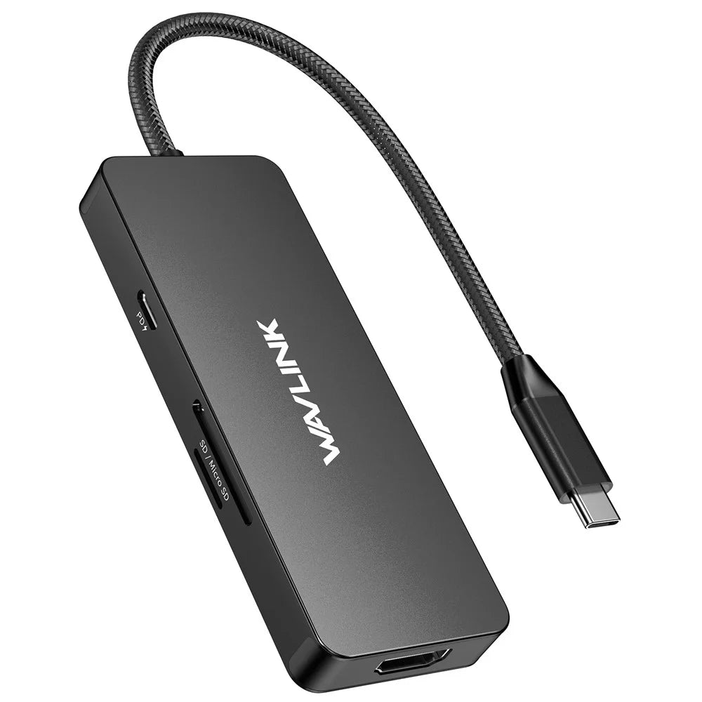 WAVLINK UHP3416 7-in-1 USB-C to 4K HD 100W PD Charging SD / TF Card Reader Docking Station - Black - 2