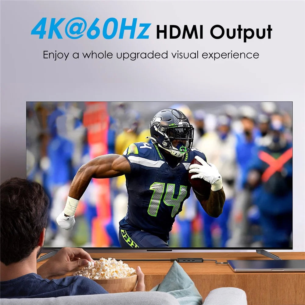 WAVLINK UHP3416 7-in-1 USB-C to 4K HD 100W PD Charging SD / TF Card Reader Docking Station - Black - 5