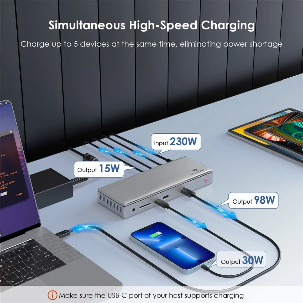 WAVLINK UTD43 PRO 12-in-1 Thunderbolt 4 Docking Station Support Single 8K / Dual 4K Display 40Gbps Transmission - US Plug - 4