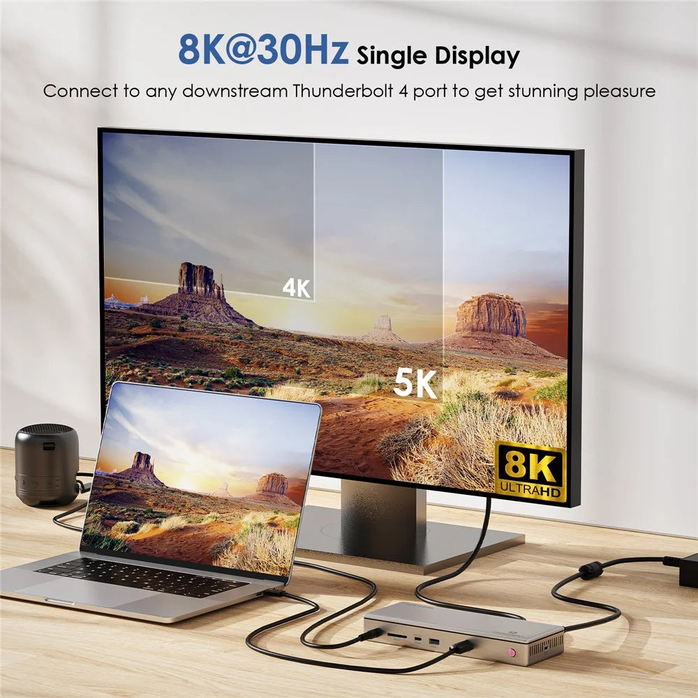 WAVLINK UTD43 PRO 12-in-1 Thunderbolt 4 Docking Station Support Single 8K / Dual 4K Display 40Gbps Transmission - US Plug - 6