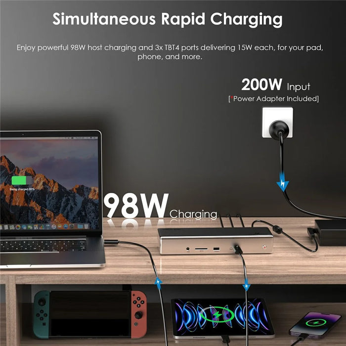 WAVLINK UTD41 PRO 15-in-1 Thunderbolt 4 Docking Station USB-A / RJ45 / Audio / SD Card Reader - US Plug - 7