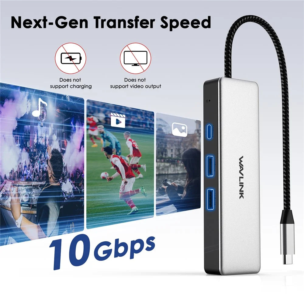 WAVLINK UH3032G 3-port USB C Hub with RJ45 Gigabit Ethernet Adapter for MacBook Pro / Chromebook - 3