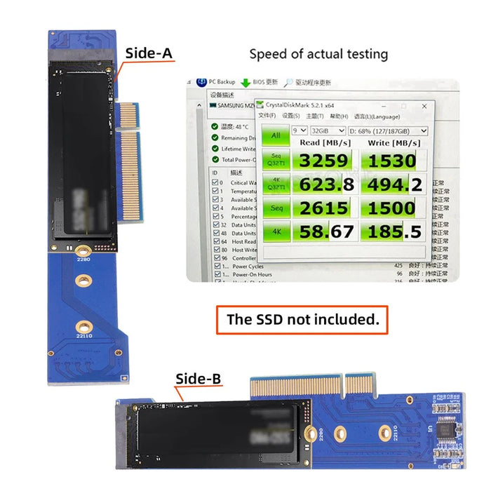 SA-012-LP Low Profile Dual 2x NVME M.2 SSD to PCIE Express Gen4 X8 X16 Raid Card VROC Raid0 Hyper Adapter - 6