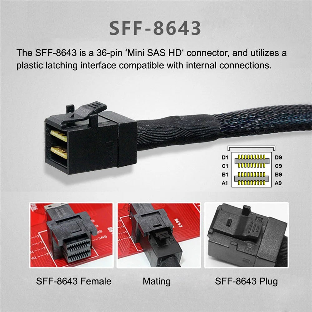 SFF-8643 PCI-E 4.0 Female to U.2 SFF-8639 U.3 NVME Pcie PCI-Express SSD Adapter for Mainboard - 6