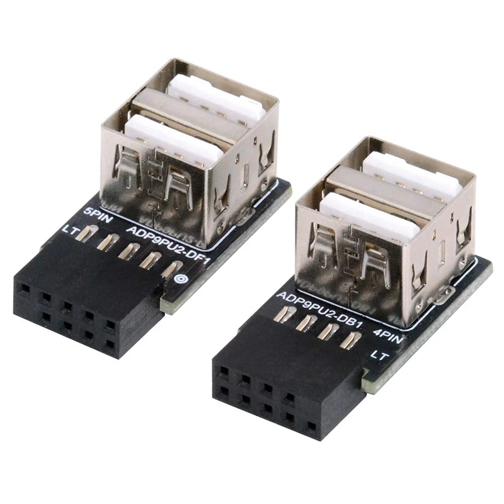 U2-029-AF002 2Pcs / Set 9Pin 10Pin Motherboard Female Header to Dual USB 2.0 Female Adapter Horizontal Type - 1