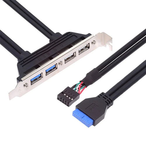U3-066-U2 Internal Four USB2.0 & USB 3.0 Female Mount Panel to Motherboard 9-pin 19-pin 20-pin Baffle Cable - 1