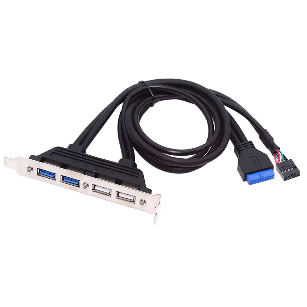 U3-066-U2 Internal Four USB2.0 & USB 3.0 Female Mount Panel to Motherboard 9-pin 19-pin 20-pin Baffle Cable - 2