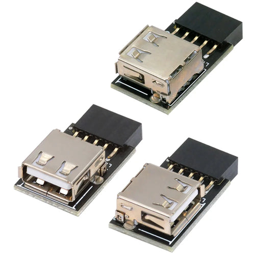U2-075-1P 3Pcs / Set 9Pin / 10Pin Motherboard Front Panel Header Female to Single USB 2.0 Female Adapter, Straight+Left+Right Angle - 1