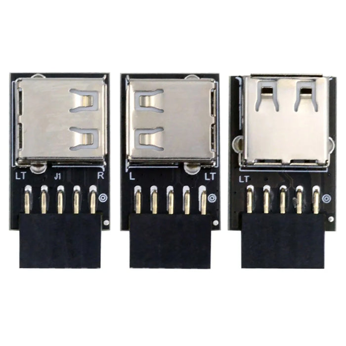 U2-075-1P 3Pcs / Set 9Pin / 10Pin Motherboard Front Panel Header Female to Single USB 2.0 Female Adapter, Straight+Left+Right Angle - 2