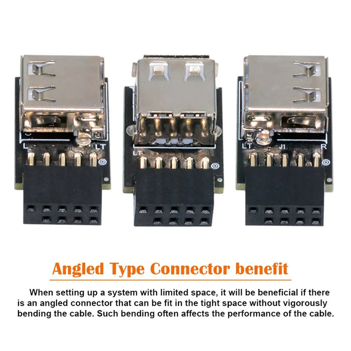U2-075-1P 3Pcs / Set 9Pin / 10Pin Motherboard Front Panel Header Female to Single USB 2.0 Female Adapter, Straight+Left+Right Angle - 4