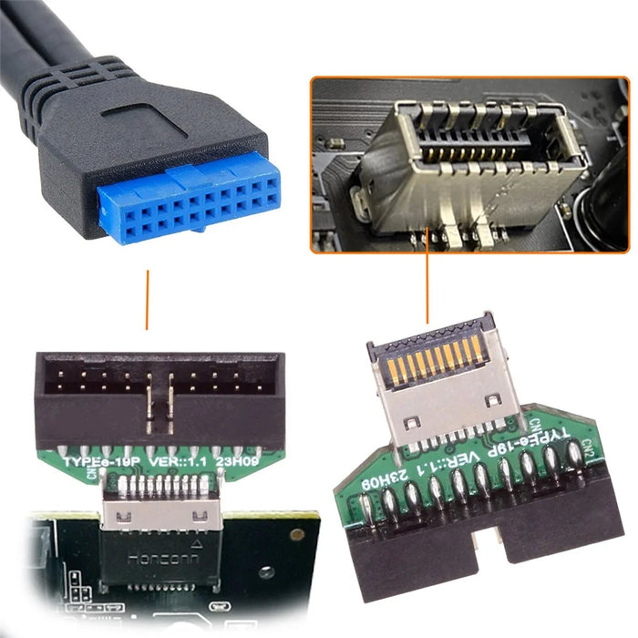 UC-141-TC004 Type-E IDC Socket USB 3.1 Front Panel Header to USB 3.0 20Pin Header Extension Adapter for Desktop Motherboard - 3