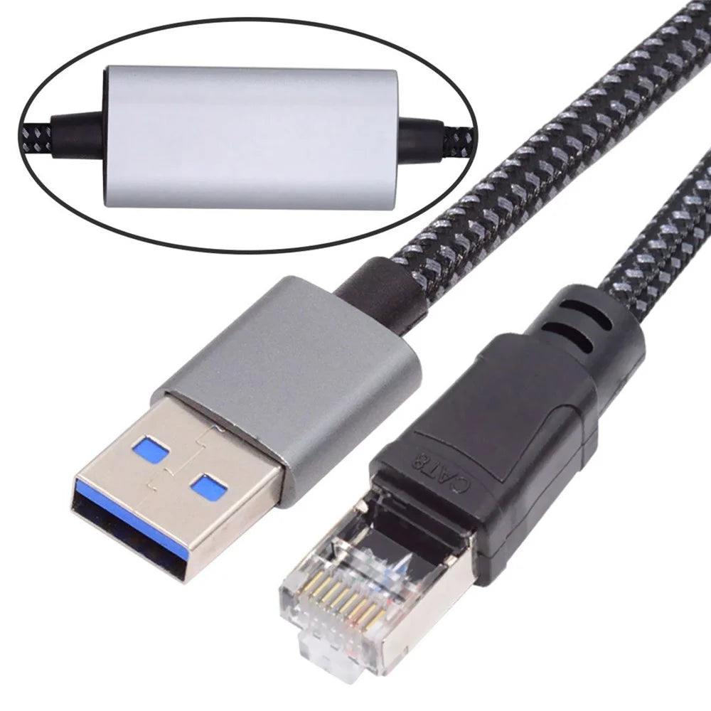 UT-024-AM 1.2m USB to Ethernet Cable USB-A 3.0 to RJ45 Male Cord 1000Mbps Gigabit LAN Network Compatible with USB2.0, AX88179 Chip - 1