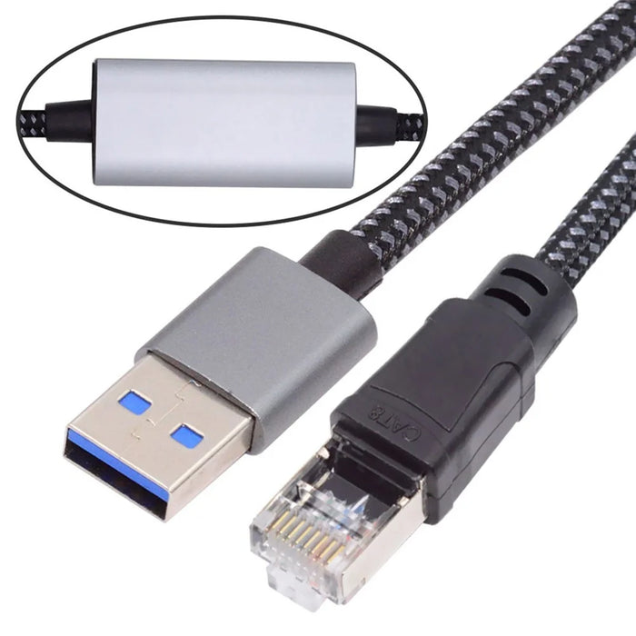UT-024-AM 1.2m USB to Ethernet Cable USB-A 3.0 to RJ45 Male Cord 1000Mbps Gigabit LAN Network Compatible with USB2.0, AX88179 Chip - 1