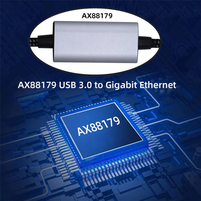 UT-024-AM 1.2m USB to Ethernet Cable USB-A 3.0 to RJ45 Male Cord 1000Mbps Gigabit LAN Network Compatible with USB2.0, AX88179 Chip - 3