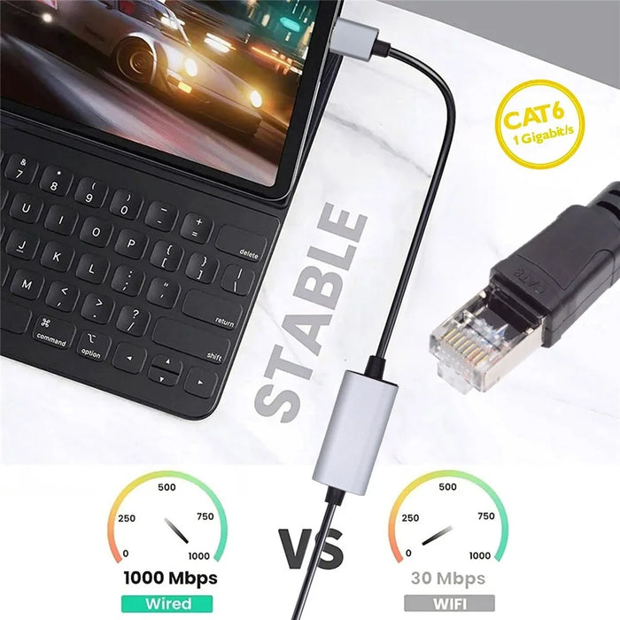 UT-024-AM 1.2m USB to Ethernet Cable USB-A 3.0 to RJ45 Male Cord 1000Mbps Gigabit LAN Network Compatible with USB2.0, AX88179 Chip - 7