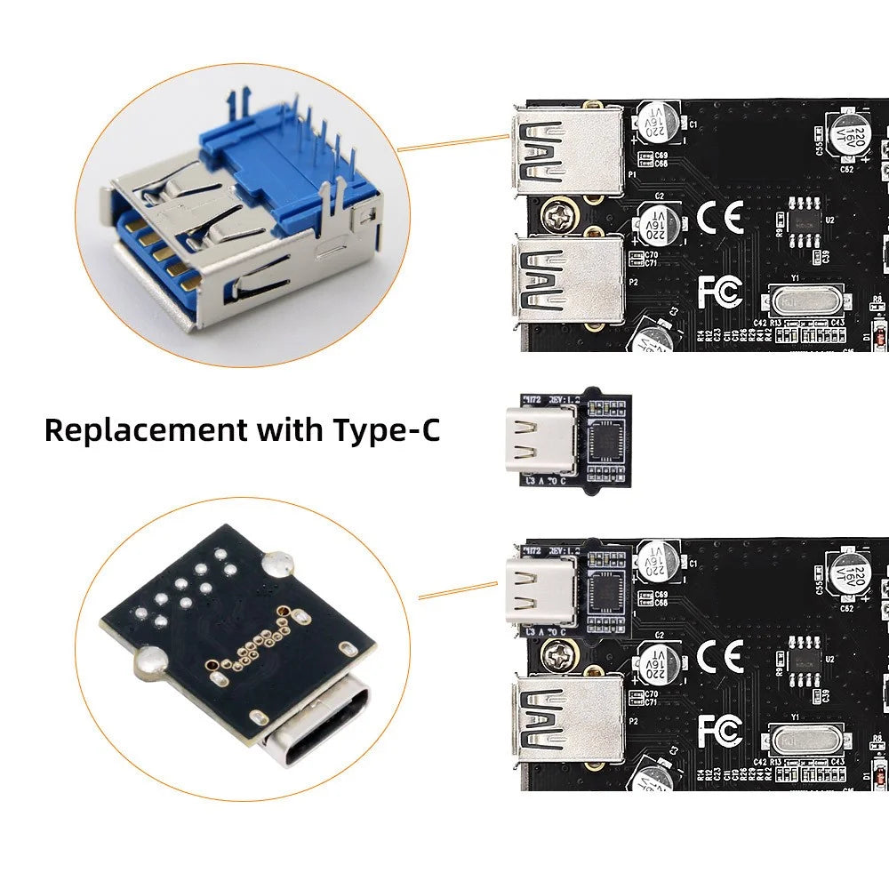 CN-031 DIY Type-C Female Socket Connector with VL160 Chipset Replace for USB3.0 Type-A DIP Female - 3
