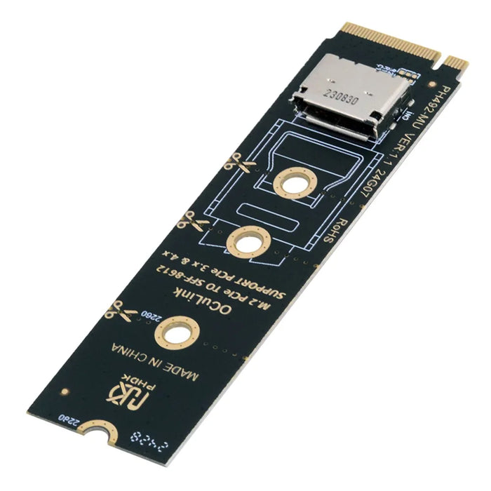SF-023-2280BK 2280 PCI-E4.0 M.2 M-Key to Oculink SFF-8612 SFF-8611 Vertical Host Adapter - 1