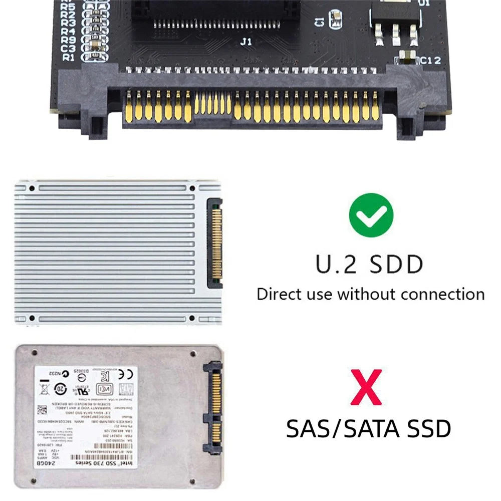 SF-072-PM U.2 SFF-8639 to PCI-E Ruler 1U GEN-Z EDSFF 9.5 / 15 / 25mm SSD E1.S Adapter with Heat Sink - 7