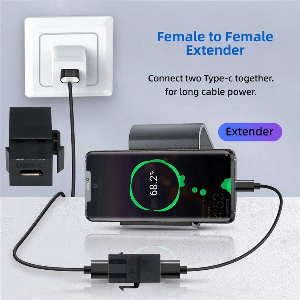 U2-078-CFCF USB 2.0 Type-C Female to Female Extension Keystone Adapter for Wall Plate Panel USB Cable - 3