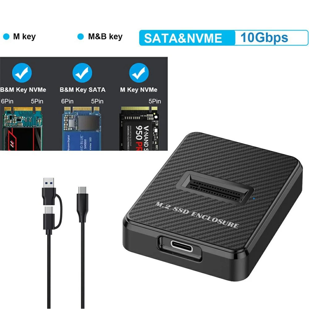 UC-015-10G USB3.0 Type-C to NVME M-Key M.2 NGFF SATA SSD Docking Vertical External PCBA Enclosure - 4