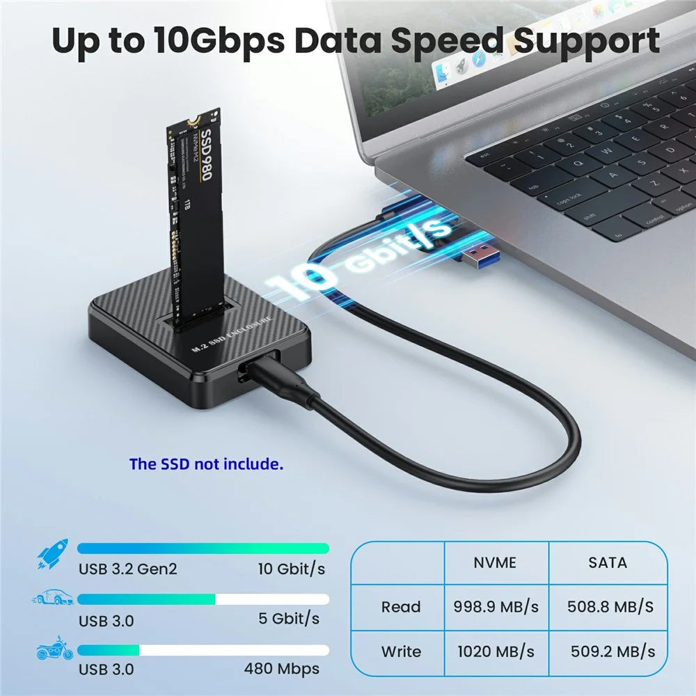 UC-015-10G USB3.0 Type-C to NVME M-Key M.2 NGFF SATA SSD Docking Vertical External PCBA Enclosure - 6