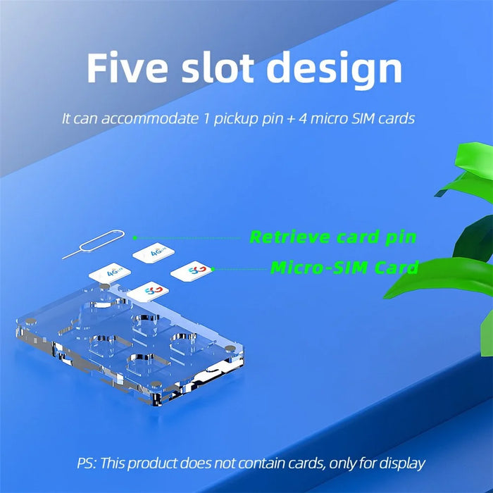 AJCX05SIM Micro SIM Card Storage Box 6 Slots Transparent Acrylic Magnetic Ejector Pin Organizer - 2
