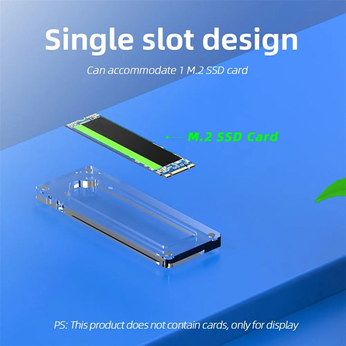 AJCX01M2 M.2 SSD Transparent Magnetic Storage Case for SATA 2280mm Single Slot Acrylic Box - 2