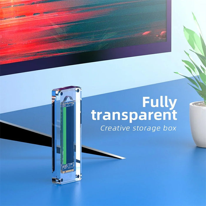 AJCX01M2 M.2 SSD Transparent Magnetic Storage Case for SATA 2280mm Single Slot Acrylic Box - 5